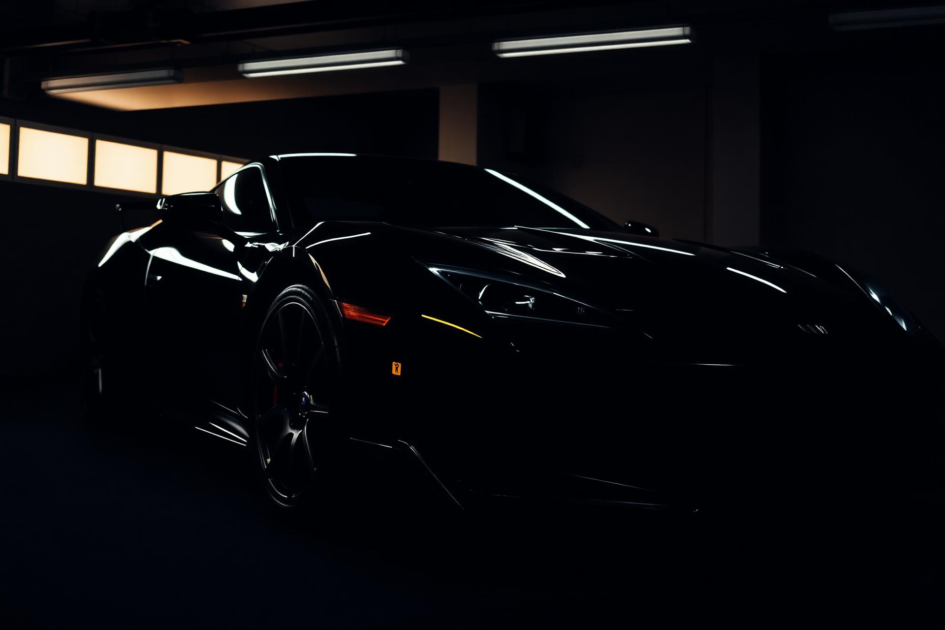 Luxury detailed black sports car